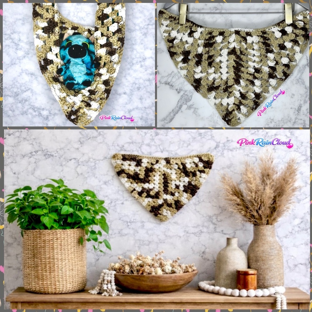 Handmade Crochet Earth Tone Decorative Wall Hanging Hammock PinkRainCloud